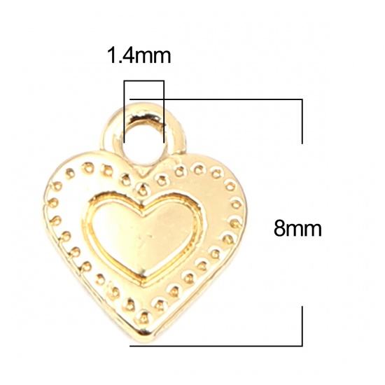 Picture of Zinc Based Alloy Valentine's Day Charms Heart Gold Plated 8mm x 7mm, 20 PCs