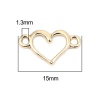 Изображение Zinc Based Alloy Valentine's Day Connectors Heart Gold Plated 15mm x 8mm, 20 PCs