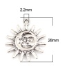 Picture of Zinc Based Alloy Galaxy Charms Antique Silver Color Sun Face 28mm x 24mm, 10 PCs