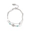 Picture of Stainless Steel Bracelets Silver Tone Blue Cactus Imitation Turquoise 16.5cm(6 4/8") long, 1 Piece