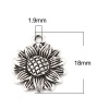 Picture of Zinc Based Alloy Charms Sunflower Antique Silver Color 18mm x 15mm, 10 PCs