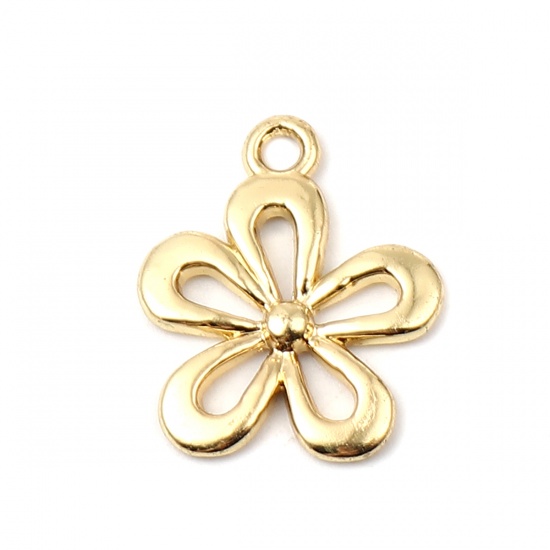 Picture of Zinc Based Alloy Charms Flower 16K Real Gold Plated 18mm x 15mm, 10 PCs