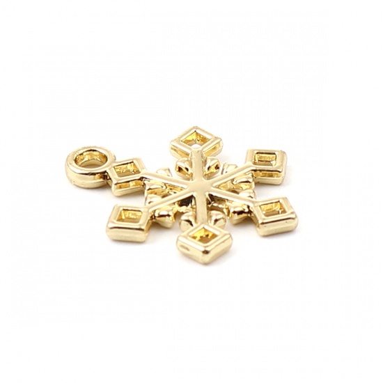 Immagine di Zinc Based Alloy Charms Christmas Snowflake 16K Real Gold Plated 20mm x 15mm, 10 PCs