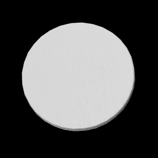 Immagine di Legno Cabochon per Abbellimento Tondo Bianco 26mm Dia, 100 Pz