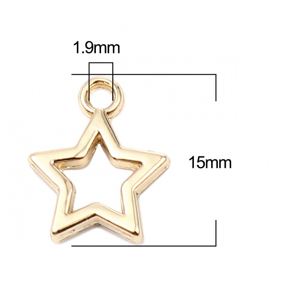 Immagine di Zinc Based Alloy Galaxy Charms Star 16K Real Gold Plated 15mm x 12mm, 10 PCs