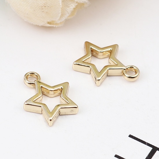 Immagine di Zinc Based Alloy Galaxy Charms Star 16K Real Gold Plated 15mm x 12mm, 10 PCs