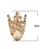 Picture of Zinc Based Alloy Beads Caps Oval 16K Real Gold Plated Filigree (Fit Beads Size: 20mm Dia.) 30mm x 20mm, 2 PCs