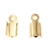 304 Stainless Steel Cord End Crimp Caps Rectangle Gold Plated (Fits 3.5mm( 1/8") Cord) 9mm x 5mm, 30 PCs の画像