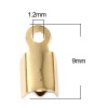 Picture of 304 Stainless Steel Cord End Crimp Caps Rectangle Gold Plated (Fits 3.5mm( 1/8") Cord) 9mm x 5mm, 30 PCs