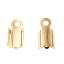 Immagine di 304 Stainless Steel Cord End Crimp Caps Rectangle Gold Plated (Fits 3mm Cord) 9mm x 4mm, 30 PCs