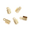 Изображение 304 Stainless Steel Cord End Crimp Caps Rectangle Gold Plated (Fits 3mm Cord) 9mm x 4mm, 30 PCs