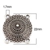 Picture of Zinc Based Alloy Weather Collection Connectors Round Antique Silver Color Carved Pattern 22mm x 21mm, 30 PCs