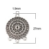 Picture of Zinc Based Alloy Weather Collection Connectors Round Antique Silver Color Carved Pattern (Can Hold ss6 Pointed Back Rhinestone) 27mm x 21mm, 50 PCs