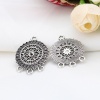 Picture of Zinc Based Alloy Weather Collection Connectors Round Antique Silver Color Carved Pattern (Can Hold ss6 Pointed Back Rhinestone) 27mm x 21mm, 50 PCs