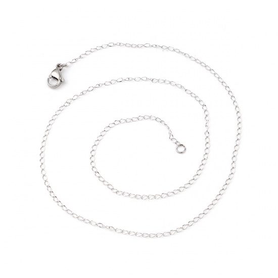 Imagen de 304 Stainless Steel Link Curb Chain Necklace Silver Tone 45cm(17 6/8") long, 1 Piece