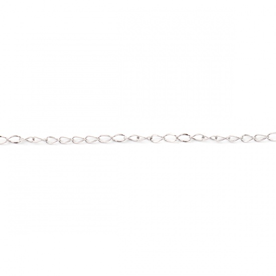 Bild von 304 Stainless Steel Link Curb Chain Necklace Silver Tone 45cm(17 6/8") long, 1 Piece