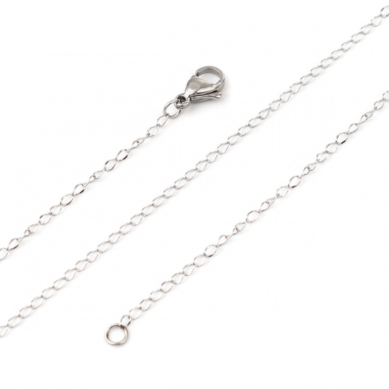 Bild von 304 Stainless Steel Link Curb Chain Necklace Silver Tone 45cm(17 6/8") long, 1 Piece
