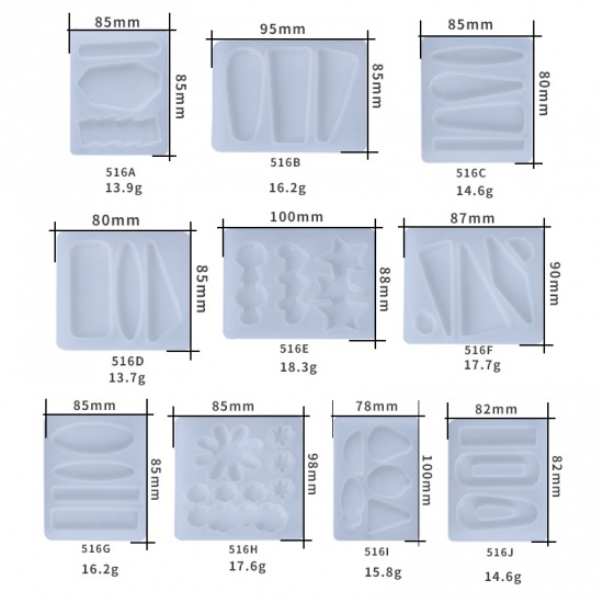 Picture of Silicone Resin Mold For Jewelry Making Hairpin Rectangle White 8.5cm x 8.5cm, 1 Piece