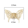亜鉛合金 ビーズフレーム K16ゴールドカラー 蝶 ( 6mm ビーズに合う) 47mmx 35mm、 3 個 の画像