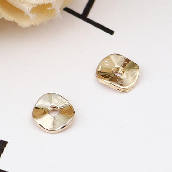 Image de Perles pour DIY Fabrication de Bijoux de Charme en Alliage de Zinc Couleur Or 16K Rond Env. 6mm Dia., Trou: Env. 1.1mm, 10 Pcs