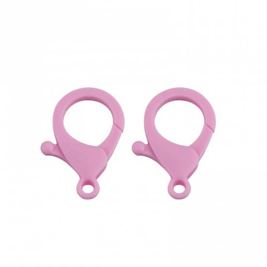 Picture of Plastic Lobster Clasp Findings Pink 35mm x 25mm, 20 PCs