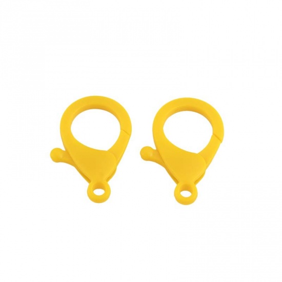 Picture of Plastic Lobster Clasp Findings Yellow 35mm x 25mm, 20 PCs