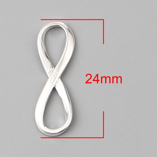 Picture of Sterling Silver Charms Infinity Symbol Silver Color 24mm x 8mm, 1 Piece