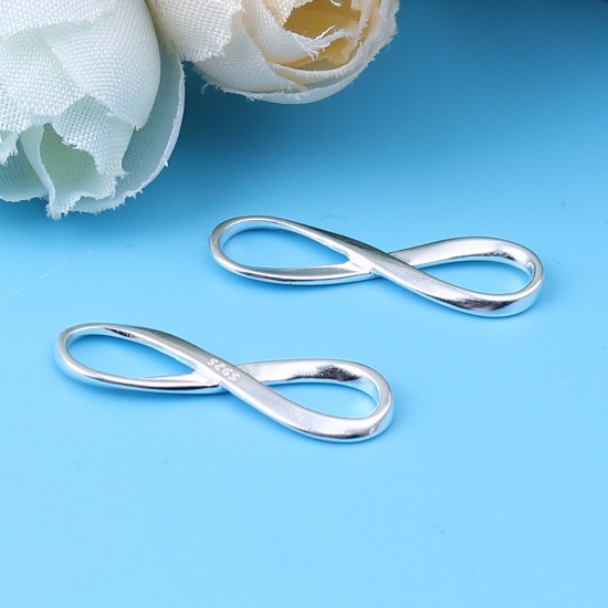 Picture of Sterling Silver Charms Infinity Symbol Silver Color 24mm x 8mm, 1 Piece