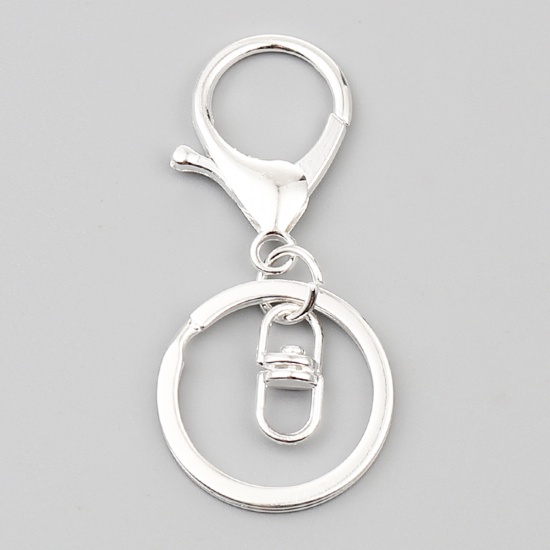 Изображение Keychain & Keyring Silver Plated Circle Ring Infinity Symbol 70mm x 30mm, 1 Packet ( 5 PCs/Packet)