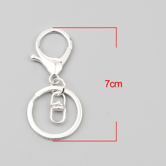 Bild von Keychain & Keyring Silver Plated Circle Ring Infinity Symbol 70mm x 30mm, 1 Packet ( 5 PCs/Packet)