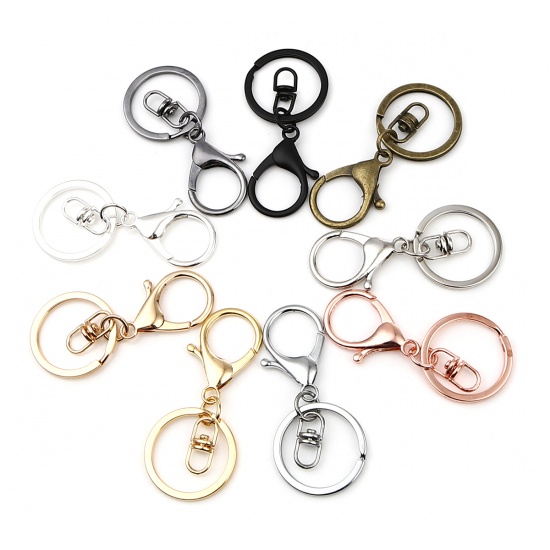 Immagine di Keychain & Keyring Silver Plated Circle Ring Infinity Symbol 70mm x 30mm, 1 Packet ( 5 PCs/Packet)