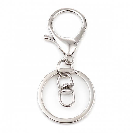 Bild von Keychain & Keyring Silver Tone Circle Ring Infinity Symbol 70mm x 30mm, 1 Packet ( 5 PCs/Packet)