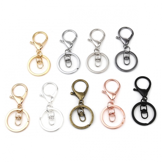 Picture of Keychain & Keyring Silver Tone Circle Ring Infinity Symbol 70mm x 30mm, 1 Packet ( 5 PCs/Packet)