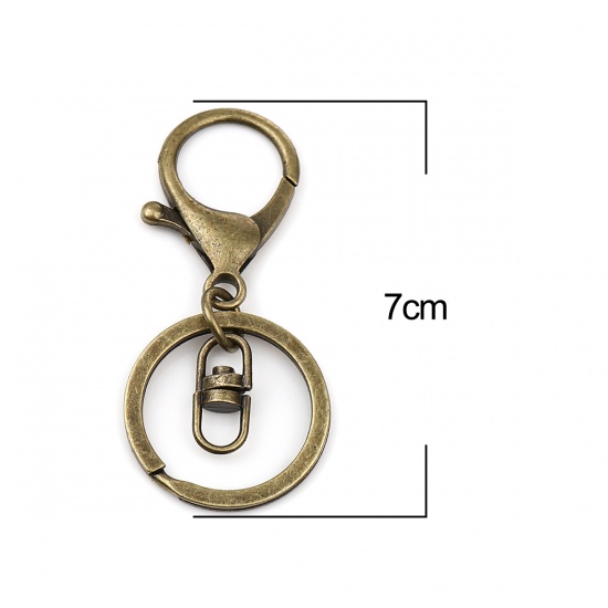 Bild von Keychain & Keyring Antique Bronze Circle Ring Infinity Symbol 70mm x 30mm, 1 Packet ( 5 PCs/Packet)