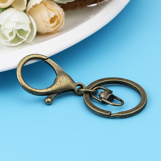 Picture of Keychain & Keyring Antique Bronze Circle Ring Infinity Symbol 70mm x 30mm, 1 Packet ( 5 PCs/Packet)