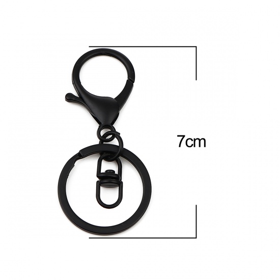 Picture of Keychain & Keyring Black Circle Ring Infinity Symbol 70mm x 30mm, 1 Packet ( 5 PCs/Packet)