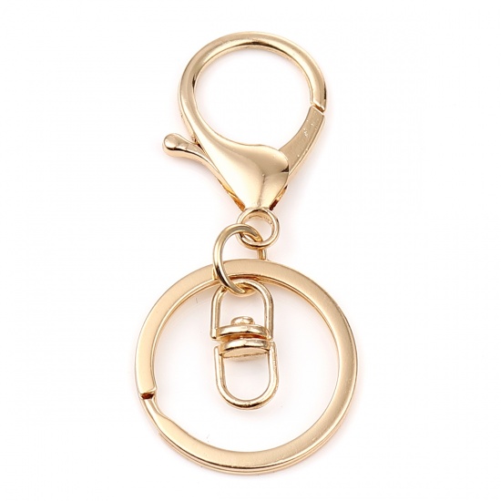 Imagen de Keychain & Keyring Gold Plated Circle Ring Infinity Symbol 70mm x 30mm, 1 Packet ( 5 PCs/Packet)
