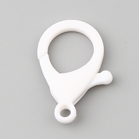 Picture of Plastic Lobster Clasp Findings White 35mm x 25mm, 30 PCs