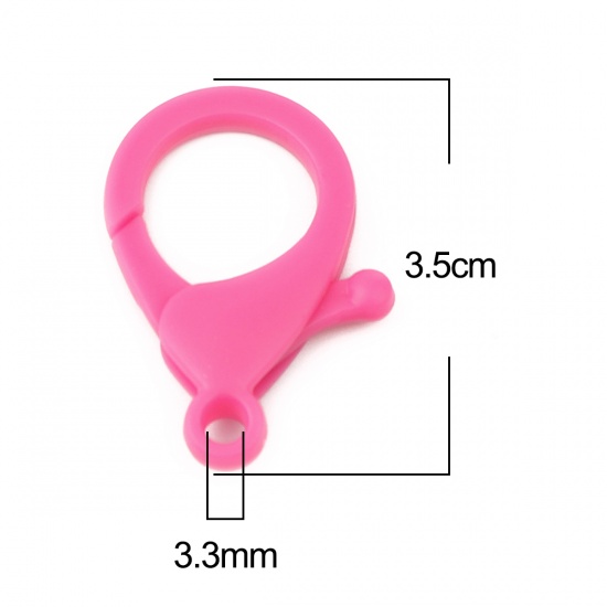 Picture of Plastic Lobster Clasp Findings Fuchsia 35mm x 25mm, 30 PCs
