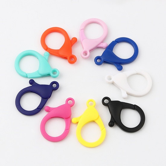 Picture of Plastic Lobster Clasp Findings Pink 35mm x 25mm, 30 PCs