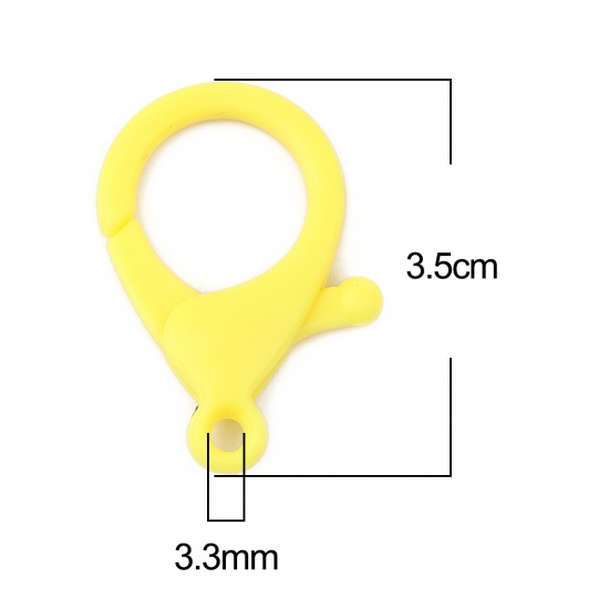 Picture of Plastic Lobster Clasp Findings Yellow 35mm x 25mm, 30 PCs