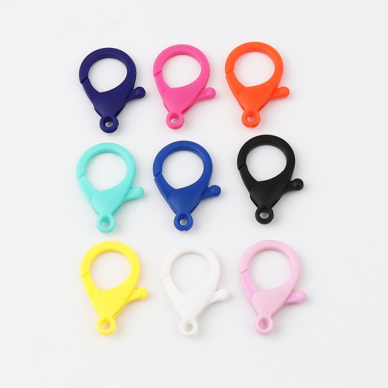 Picture of Plastic Lobster Clasp Findings At Random Color 35mm x 25mm, 30 PCs