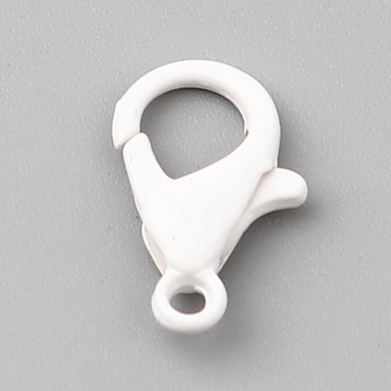 Picture of Iron Based Alloy Lobster Clasp Findings White 14mm x 8mm, 30 PCs