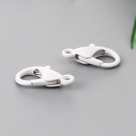 Изображение Iron Based Alloy Lobster Clasp Findings White 14mm x 8mm, 30 PCs