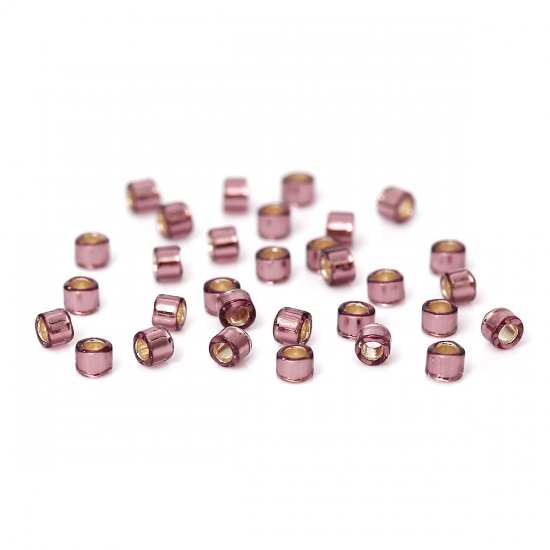 Picture of 11/0 Japanese Delica Glass Seed Beads Round Silver-Lined Purple About 1.7mm x 1.3mm, Hole: Approx 0.6mm, 5 Grams