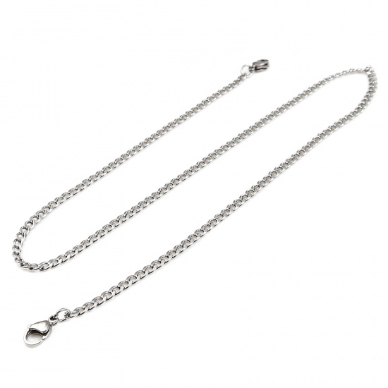 Picture of 304 Stainless Steel Stylish Face Mask And Glasses Neck Strap Lariat Lanyard Necklace Silver Tone Oval 54cm(21 2/8") long, 1 Piece