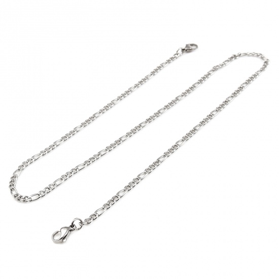 Picture of 304 Stainless Steel Stylish Face Mask And Glasses Neck Strap Lariat Lanyard Necklace Silver Tone Oval 54cm(21 2/8") long, 1 Piece