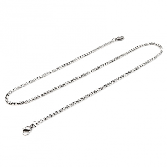 Picture of 304 Stainless Steel Stylish Face Mask And Glasses Neck Strap Lariat Lanyard Necklace Silver Tone Square 54.5cm(21 4/8") long, 1 Piece