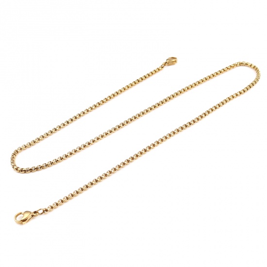 Picture of 1 Piece Vacuum Plating 304 Stainless Steel Stylish Face Mask And Glasses Neck Strap Lariat Lanyard Necklace Gold Plated Square 54.5cm(21 4/8") long