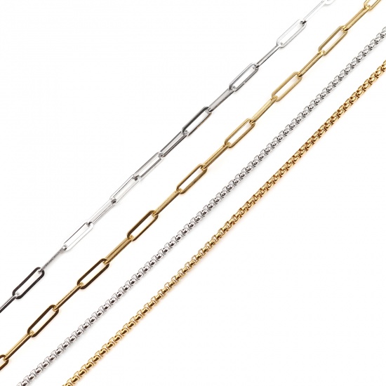 Immagine di 1 Pz Placcatura Sottovuoto 304 Acciaio Inossidabile Elegante Collana con Cordino Lariat con Maschera Facciale e Occhiali Oro Placcato Quadrato 54.5cm Lunghezza